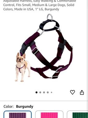 NWOT Adjustable Burgundy 2 Hounds harness, size large